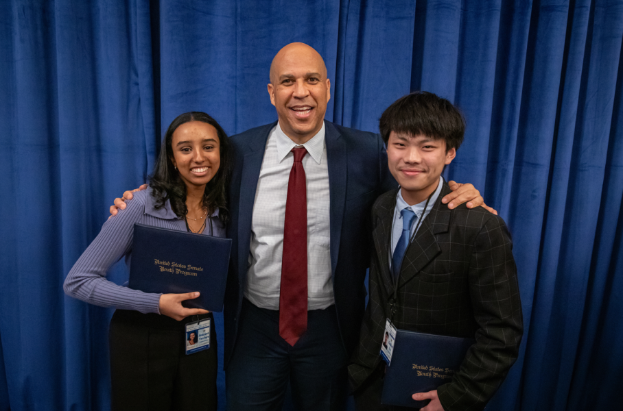 Two DC Students Pictured with Senator Cory Booker