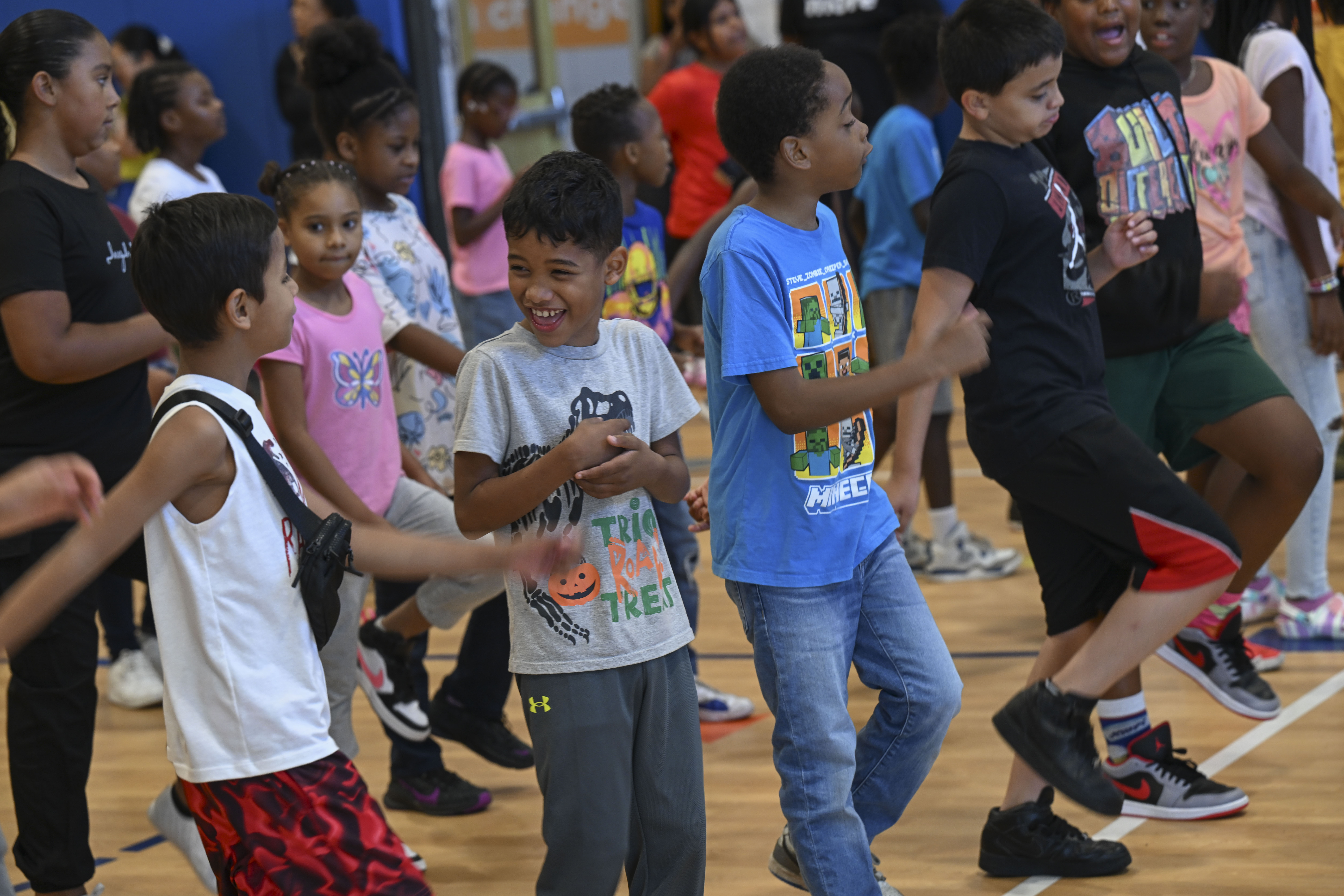 Students moving around in a school