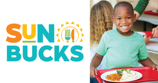 SUNBucks Program Image of Child with Food Tray